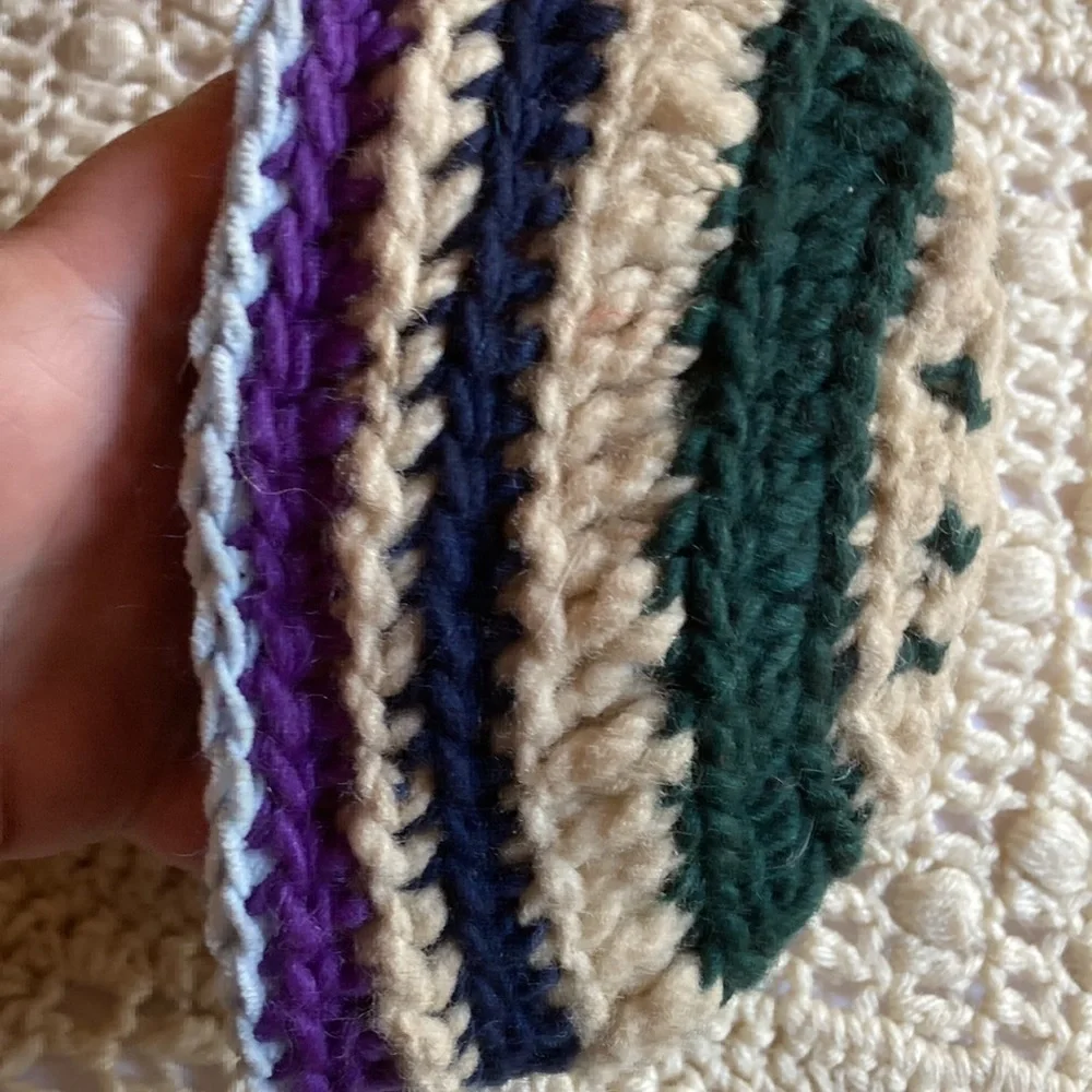 Hand crochet thick beanie with spiral fir child